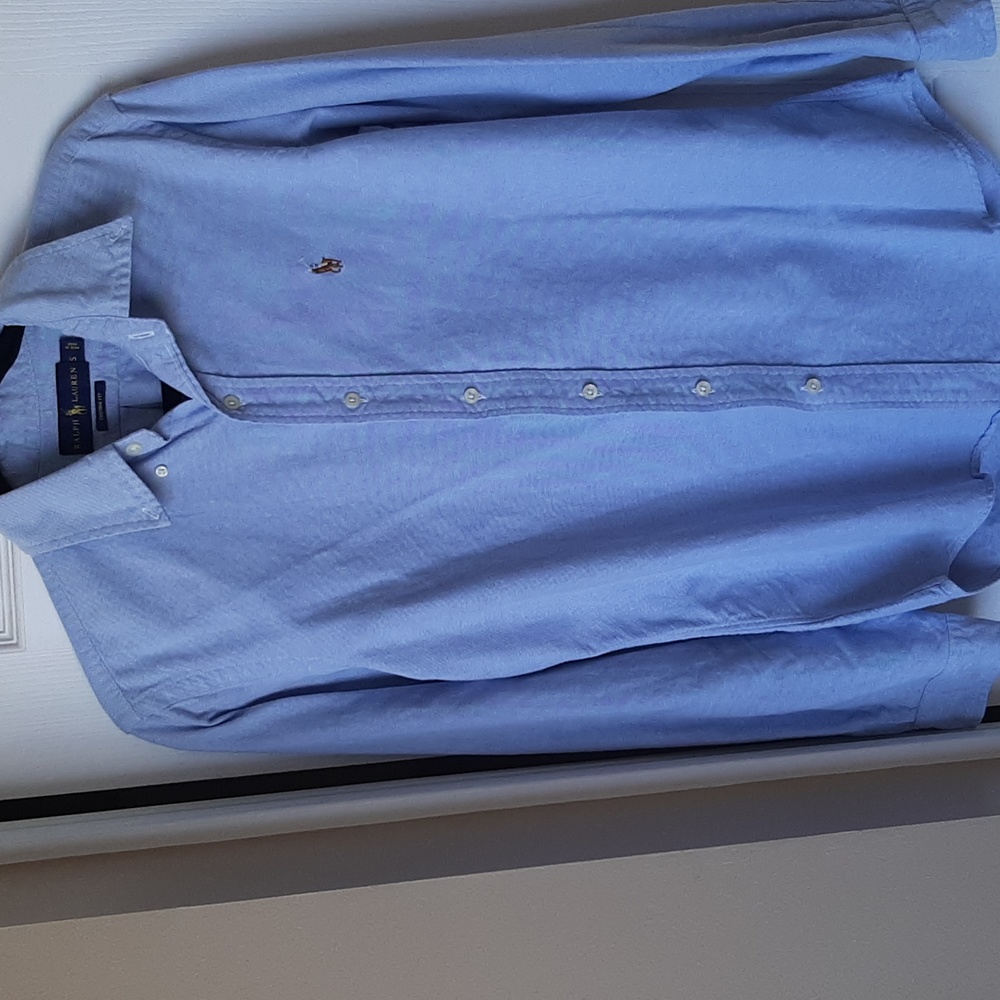 EUC Ralph Lauren blue button down Oxford custom fit womens size small